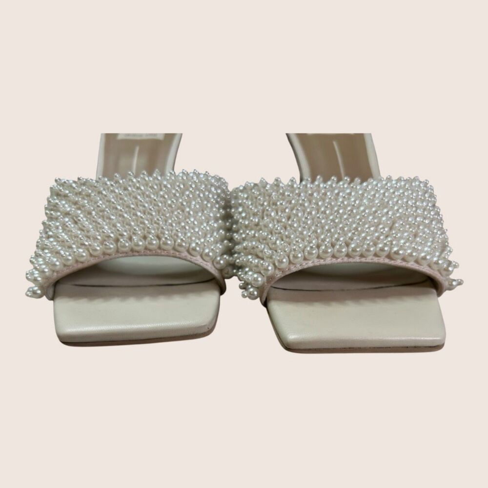 🤍 ANTHRO DOLCE VITA NANDY PEARL EMBELLISHED SLIDE MULE SANDALS HEELS SZ 6 - Picture 6 of 9